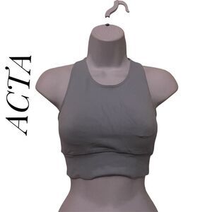 ACTA Wear Small Sports Bra Blue Open Back High Neck
